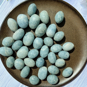 blå calcit lommesten