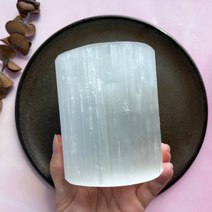 Selenit fyrfadsstage cylinder