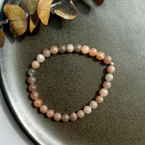 Fersken månesten armbånd