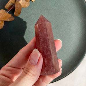 Jordbær kvarts krystaltårn (nr. 2)