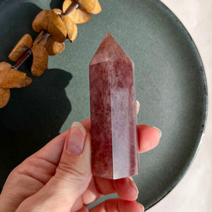 Jordbær kvarts krystaltårn (nr. 2)