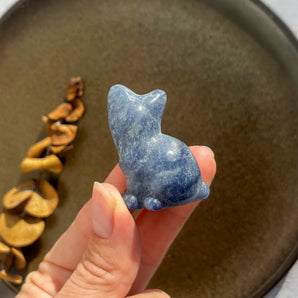 Blå aventurin siddende kat