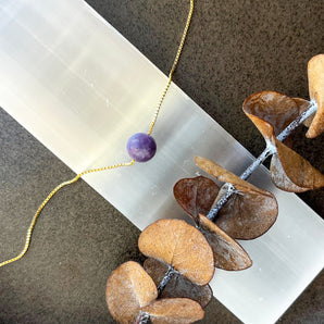 Tvilling krystalhalskæde (lepidolit)