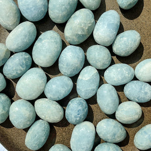 blå calcit lommesten