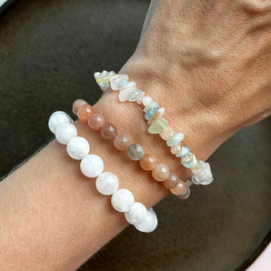 Fersken månesten armbånd