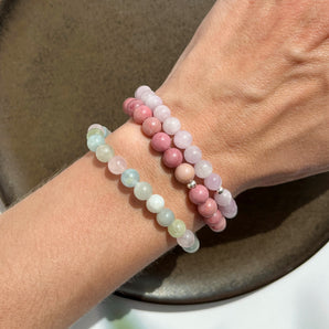 Pink rhodonit armbånd