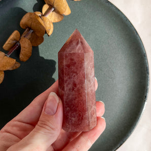 Jordbær kvarts krystaltårn (nr. 1)